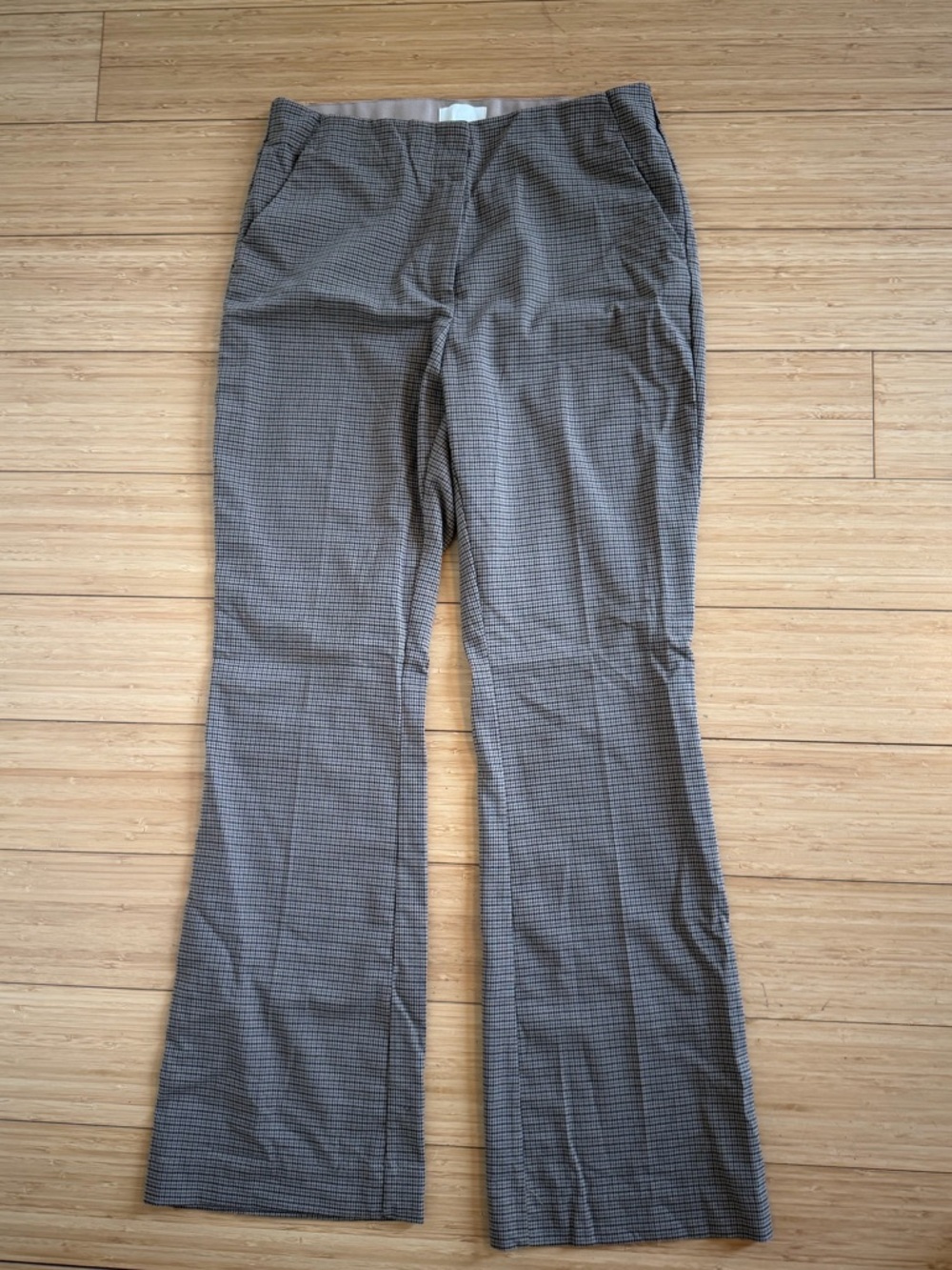 H&M Womens Brown Houndstooth Flare Dress Pants